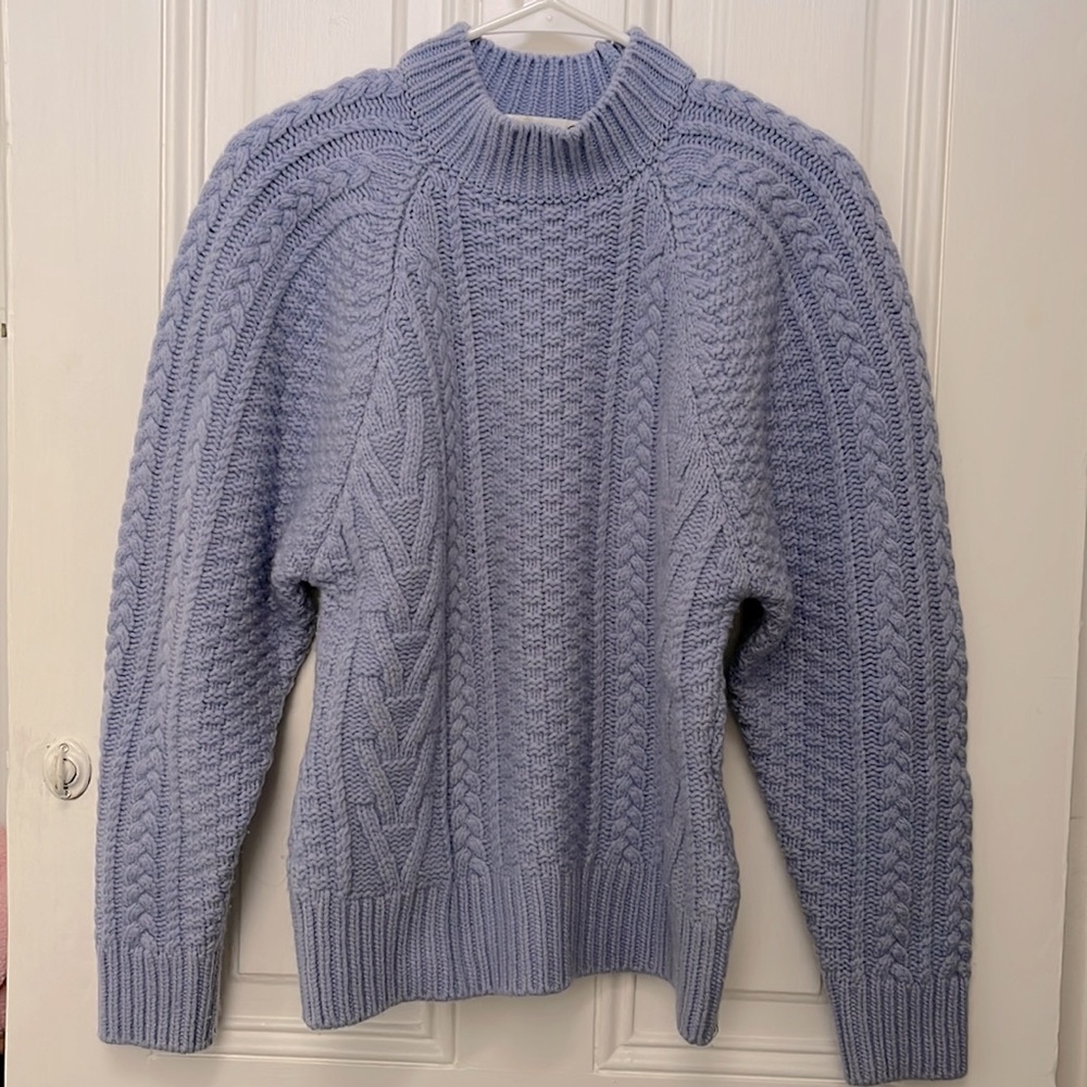 Recto Mockneck Cable Knit Wool Sweater